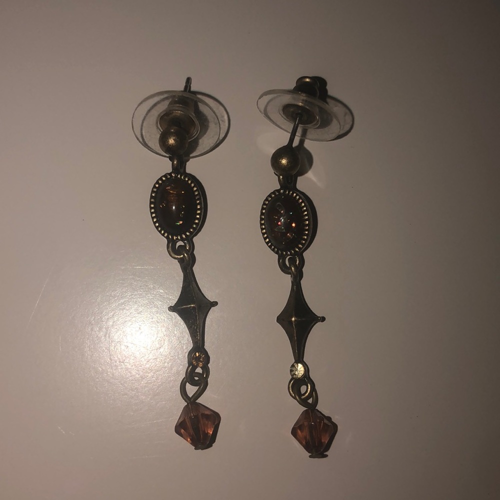 Gold jewel pendant earrings